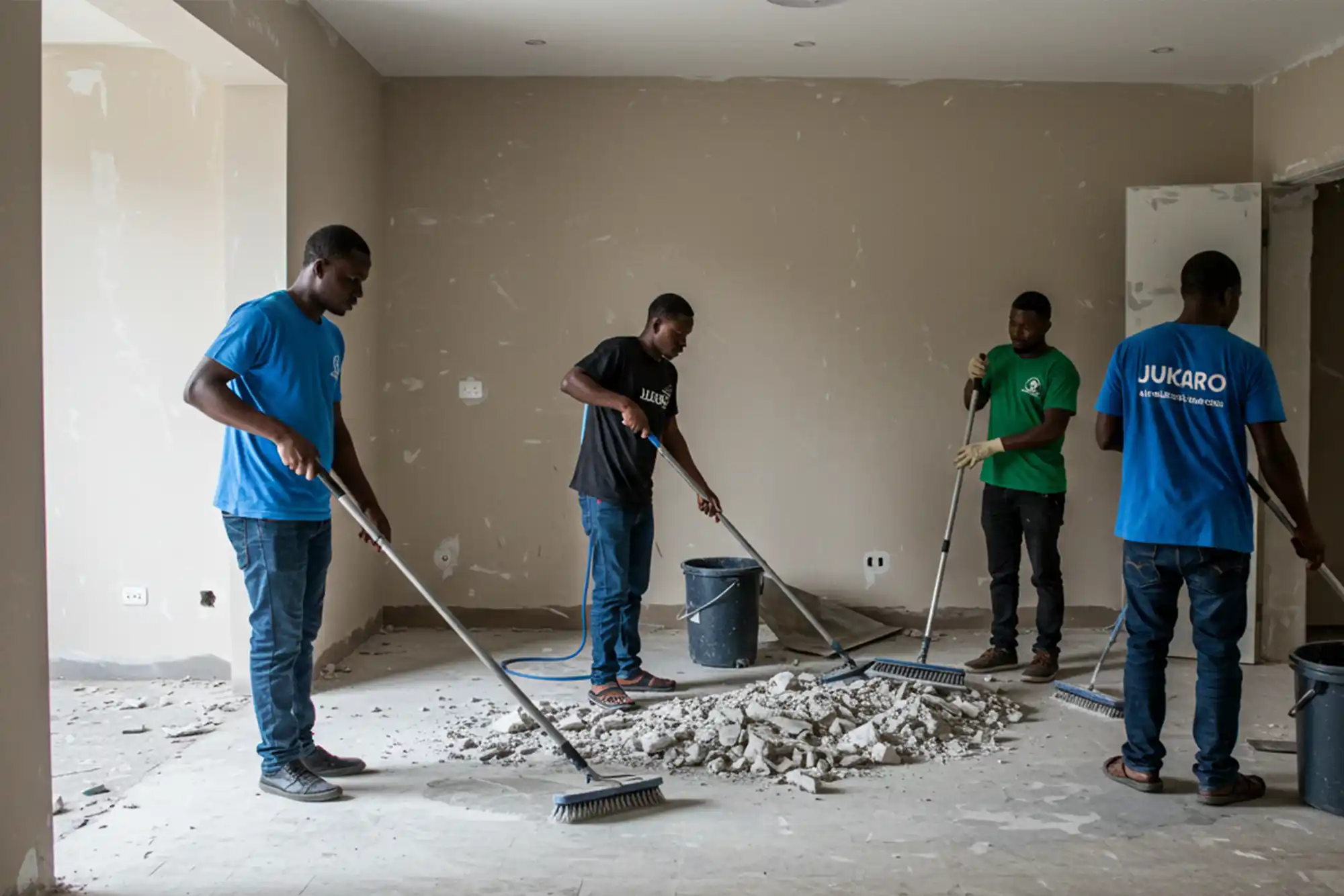 JuKaro crew cleaning a construction site